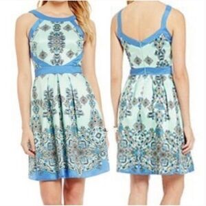 Katherine Kelly Lacey Blue Printed Dress